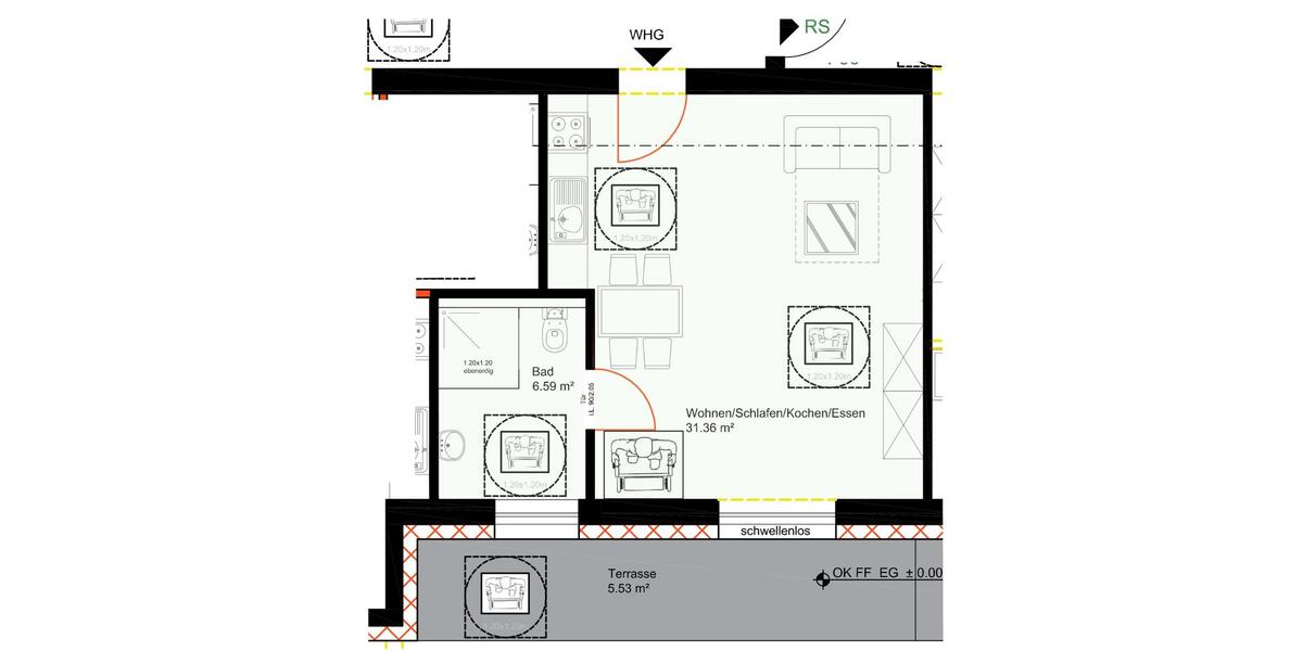 Etagenwohnung Minden - 1 Zimmer, 44 m&sup2;, 520&euro; | Angebot:26297456