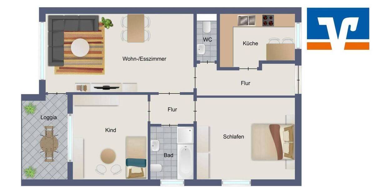 Etagenwohnung Belm - 3 Zimmer, 80 m&sup2;, 185.000&euro; | Angebot:26881962