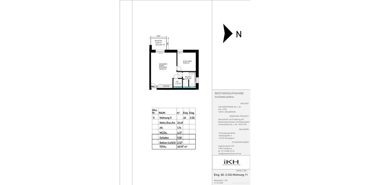 Etagenwohnung Heilbronn Kernstadt - 2 Zimmer, 41 m&sup2;, 243.500&euro; | Angebot:26067351