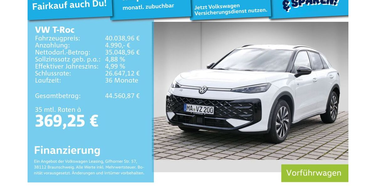 VW T-Roc 9.900 km 38.499 &euro; Mannheim 68309