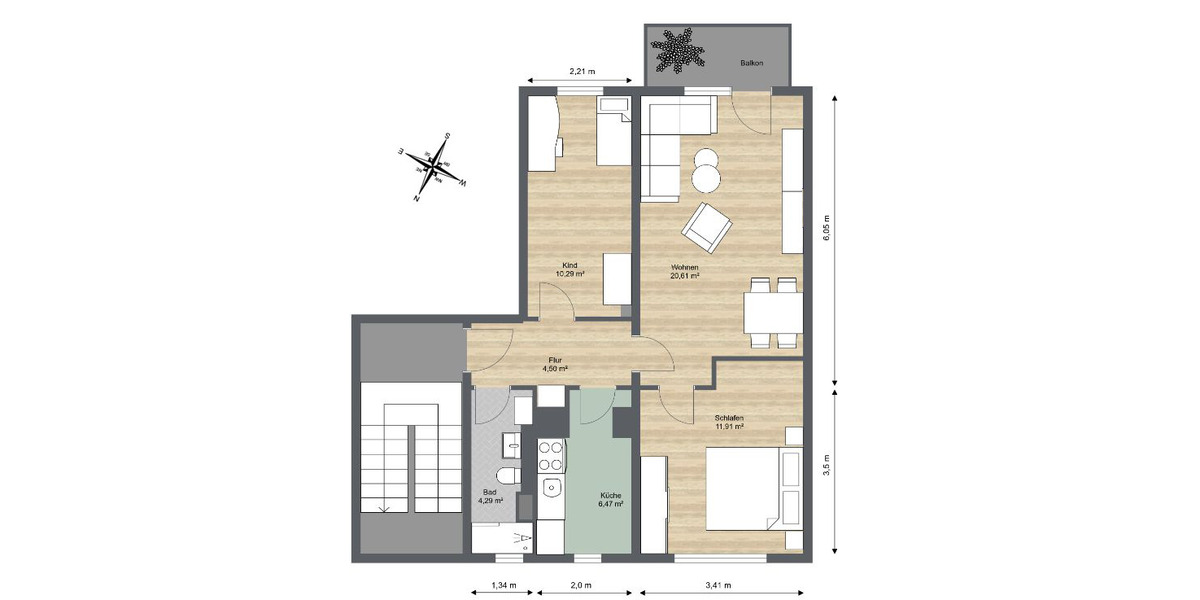 Etagenwohnung Riesa Neuweida - 3 Zimmer, 58 m&sup2;, 390&euro; | Angebot:26375833