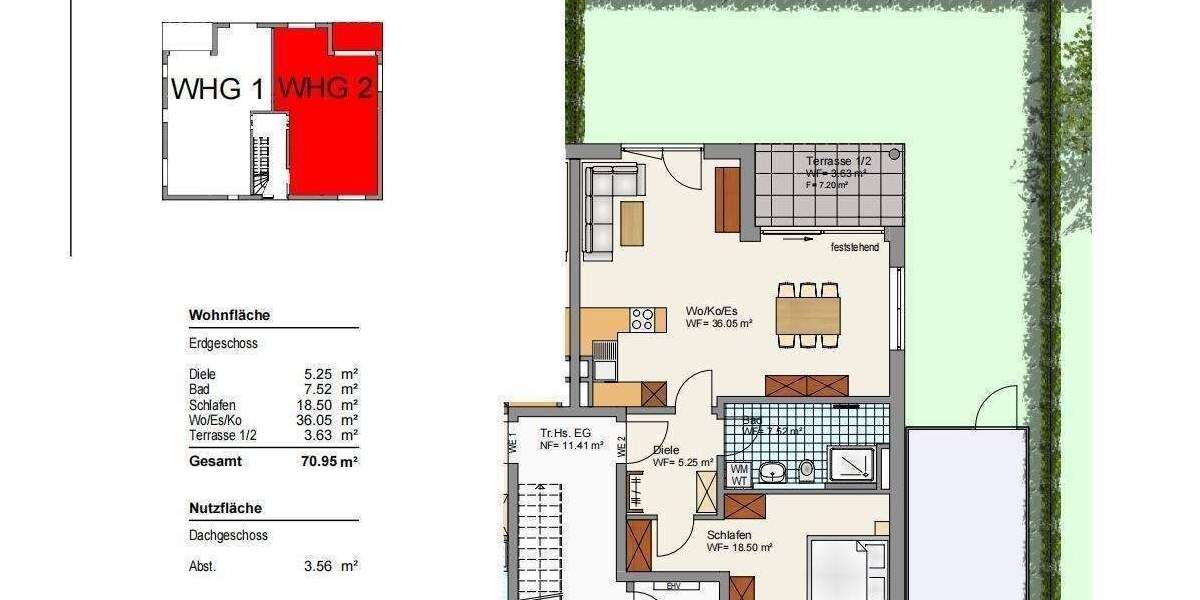 Etagenwohnung Teublitz Katzdorf - 2 Zimmer, 51 m&sup2;, 223.250&euro; | Angebot:24498699
