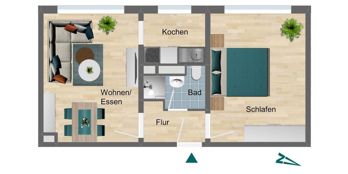 Etagenwohnung Triptis - 2 Zimmer, 43 m&sup2;, 260&euro; | Angebot:26398124