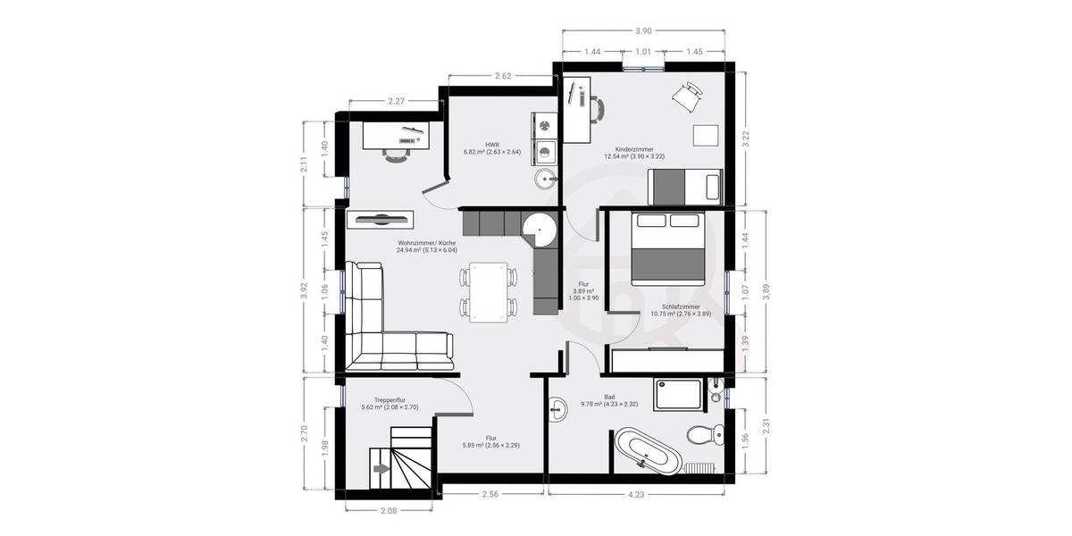 Etagenwohnung Neustadt-Glewe Glewe - 3 Zimmer, 66 m&sup2;, 139.000&euro; | Angebot:26344020