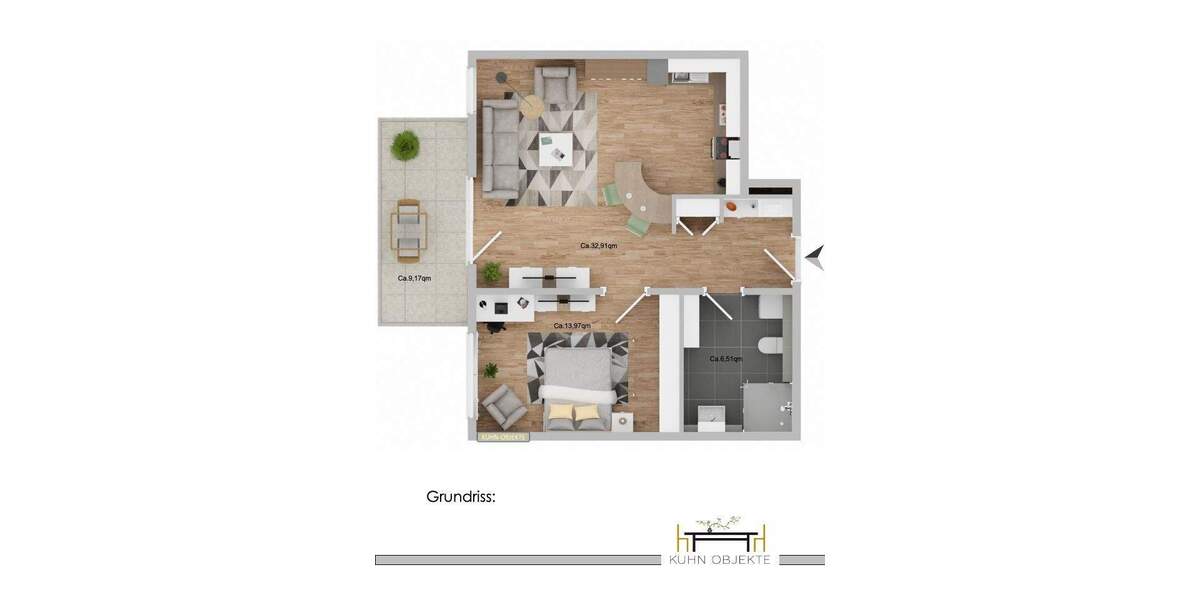 Etagenwohnung Ludwigshafen am Rhein Oggersheim - 2 Zimmer, 58 m&sup2;, 291.000&euro; | Angebot:25050711