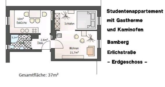 Erdgeschoßwohnung Bamberg Gereuth - 1 Zimmer, 37 m&sup2;, 140.000&euro; | Angebot:27224626