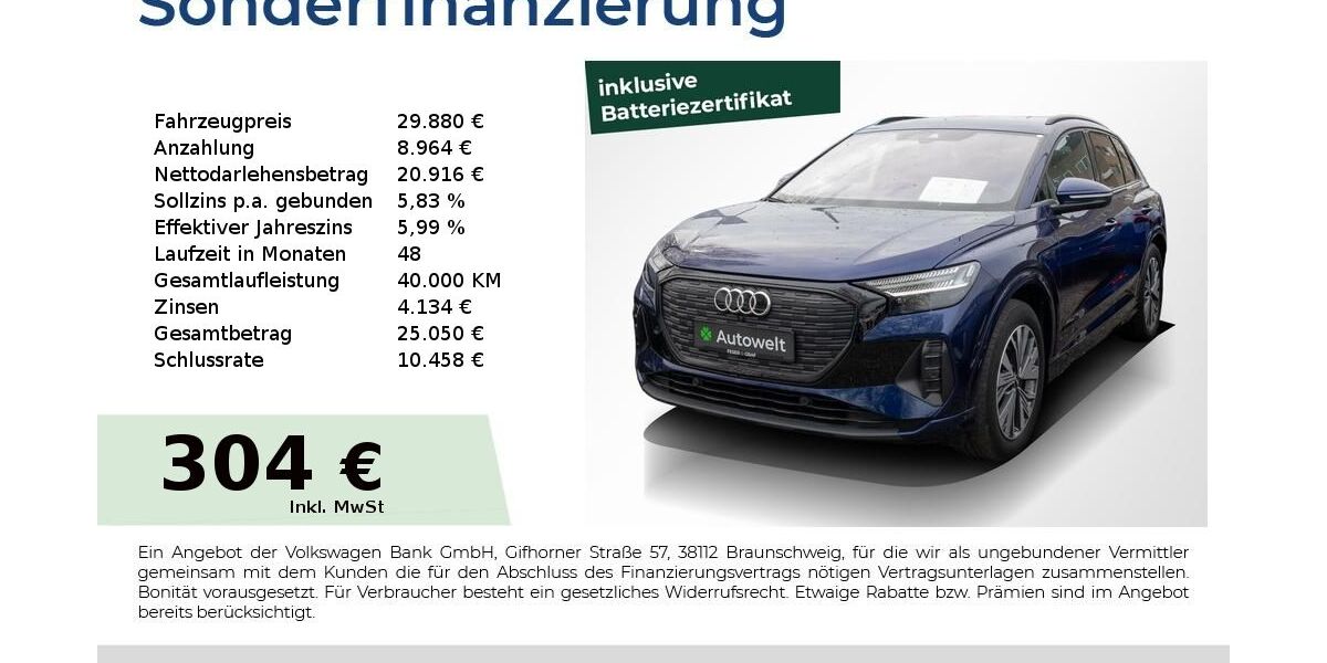 Audi Q4 e-tron 87.050 km 29.880 &euro; Nürnberg 90431
