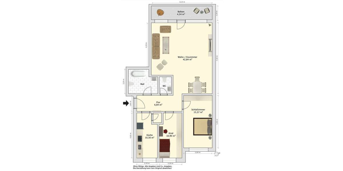 Etagenwohnung Wilhelmshaven Innenstadt - 3 Zimmer, 100 m&sup2;, 155.000&euro; | Angebot:26825637