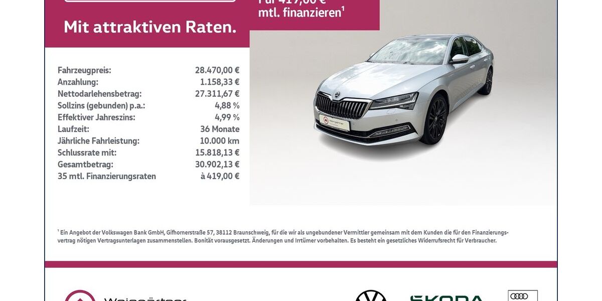 Skoda Superb 58.200 km 27.690 &euro; Miesbach 83714