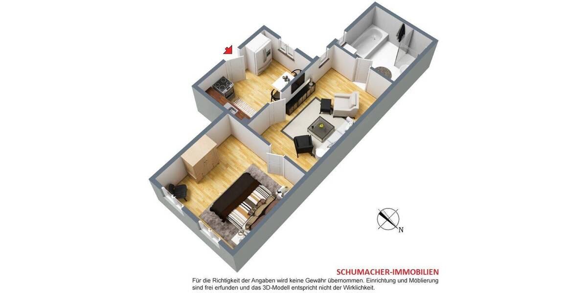 Etagenwohnung Ribnitz-Damgarten Ribnitz - 2 Zimmer, 46 m&sup2;, 370&euro; | Angebot:26320568