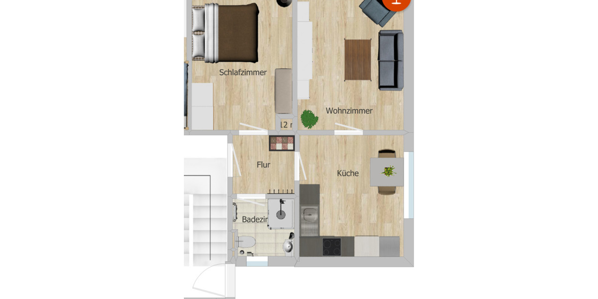 Etagenwohnung Treffurt - 2 Zimmer, 43 m&sup2;, 371&euro; | Angebot:25157194