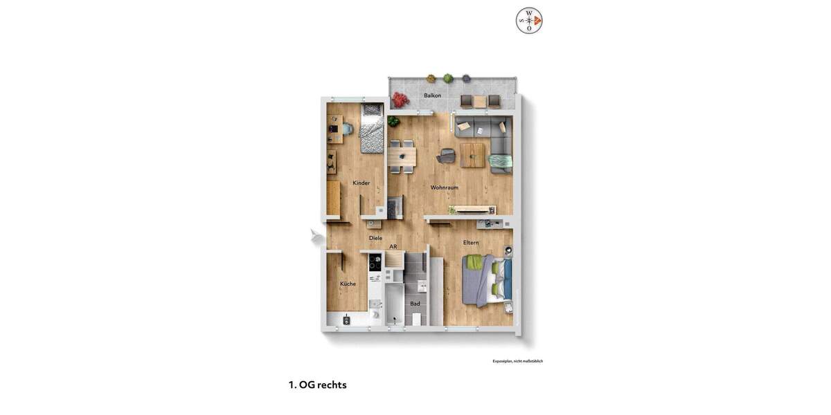 Etagenwohnung Unna Königsborn - 3 Zimmer, 67 m&sup2;, 149.000&euro; | Angebot:24685528