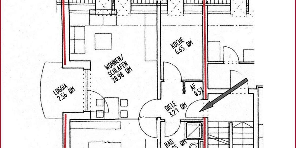 Etagenwohnung Neuss Furth-Süd - 2 Zimmer, 46 m&sup2;, 460&euro; | Angebot:25096880