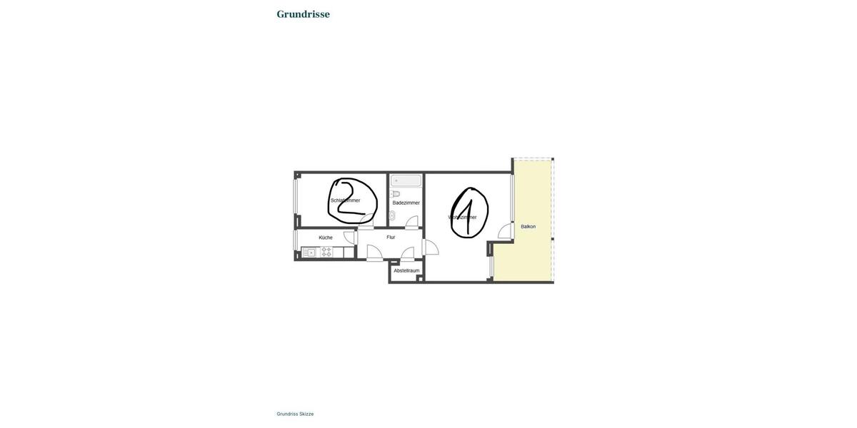 Erdgeschoßwohnung Münster Münster-Ost - 2 Zimmer, 60 m&sup2;, 1.298&euro; | Angebot:25995556