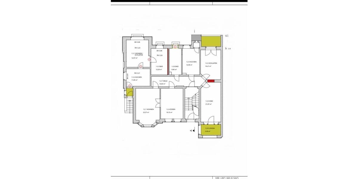 Etagenwohnung Cottbus Spremberger Vorstadt - 2 Zimmer, 70 m&sup2;, 875&euro; | Angebot:26441430