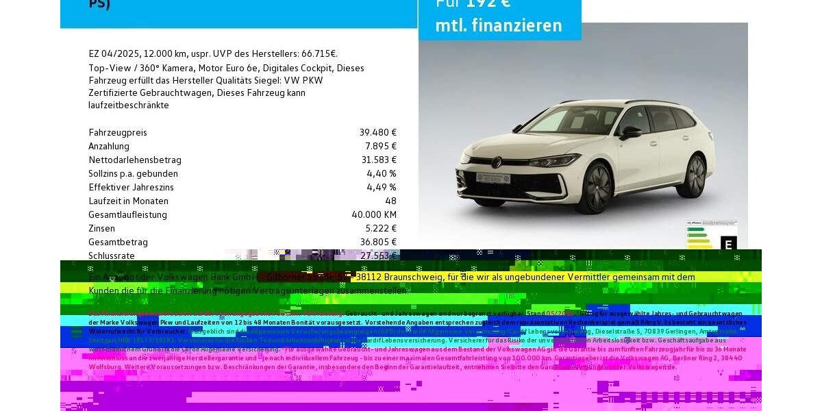 VW Passat Variant 12.000 km 37.880 &euro; Bamberg 96052