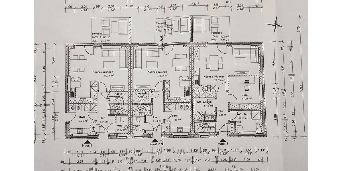 Reihenhaus Haren (Ems) - 3 Zimmer, 98 m&sup2;, 1.290&euro; | Angebot:24818015