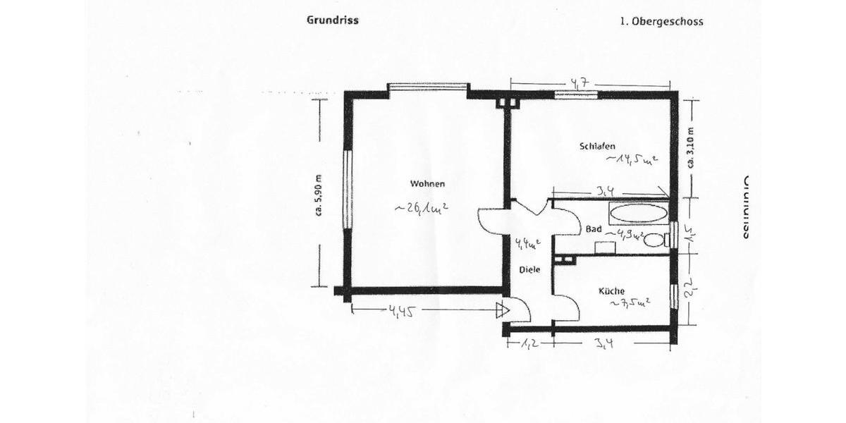 Etagenwohnung Mülheim an der Ruhr Dümpten - 2 Zimmer, 57 m&sup2;, 135.000&euro; | Angebot:24839320