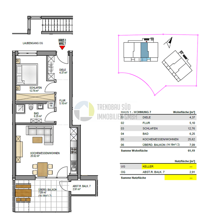 Wohnung zum Kaufen in Mietingen 305.500 € 61.19 m²