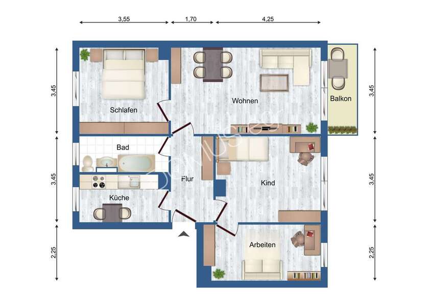 NEU -frisch renoviert. Gut geschnittene 4 Zimmer mit Balkon und Einbauküche! 4 zimmer