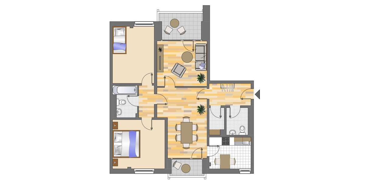 Etagenwohnung Düsseldorf Stadtbezirk 9 - 3 Zimmer, 68 m&sup2;, 779&euro; | Angebot:26907399