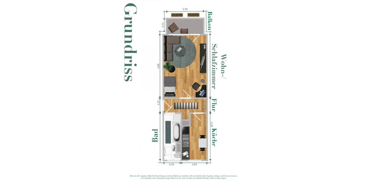 Etagenwohnung Köthen (Anhalt) - 1 Zimmer, 32 m&sup2;, 221&euro; | Angebot:26669488