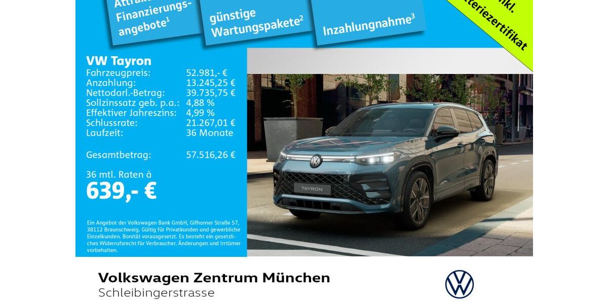 VW Tayron 28.000 km 52.981 &euro; München 81669