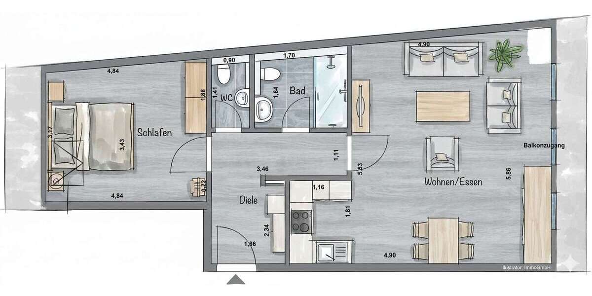 Etagenwohnung Bad Honnef Bondorf - 2 Zimmer, 63 m&sup2;, 819&euro; | Angebot:27032199