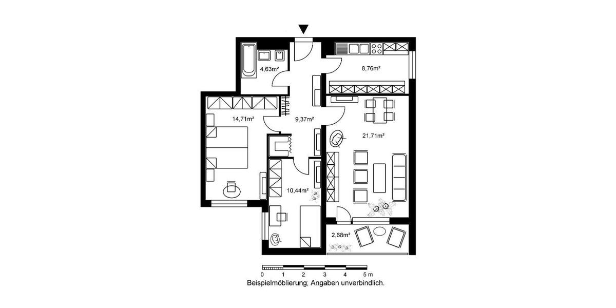 Etagenwohnung Hanau Lamboy - 3 Zimmer, 72 m&sup2;, 643&euro; | Angebot:26679448