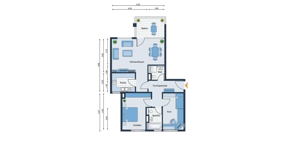 Etagenwohnung Kornwestheim - 3 Zimmer, 75 m&sup2;, 349.000&euro; | Angebot:26688081