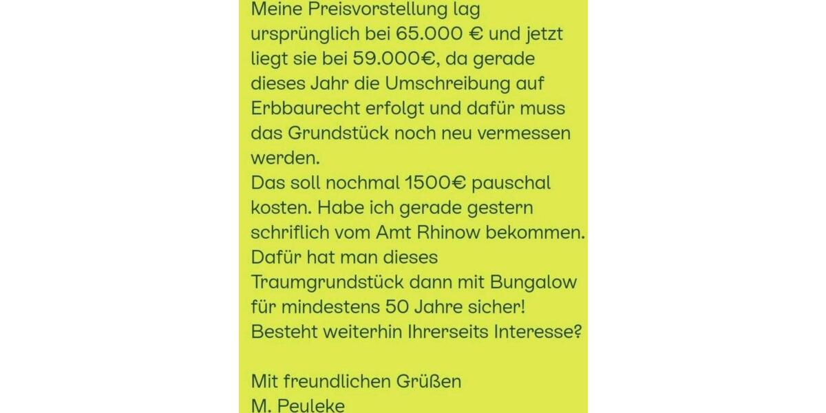 Grundstück Milower Land - 55.000&euro; | Angebot:25268265