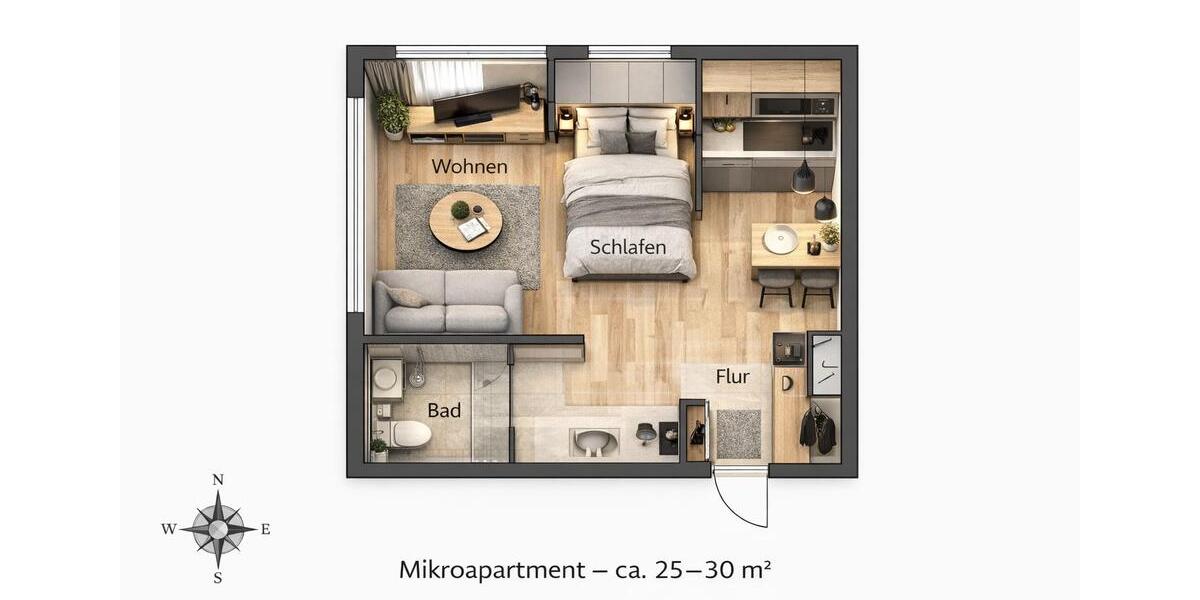 Etagenwohnung Hameln - 1 Zimmer, 30 m&sup2;, 620&euro; | Angebot:26383580