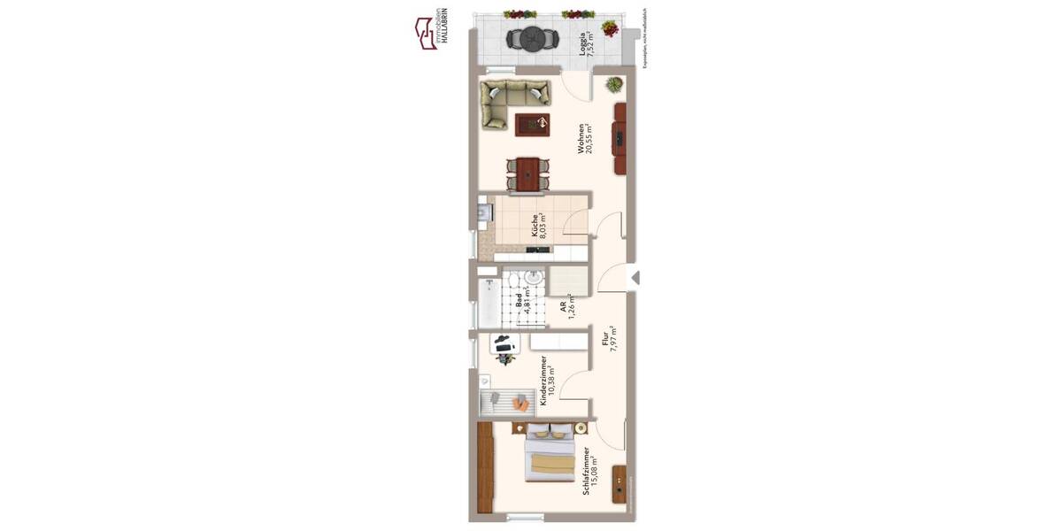 Etagenwohnung Bad Birnbach Asenham - 3 Zimmer, 66 m&sup2;, 190.000&euro; | Angebot:26190012