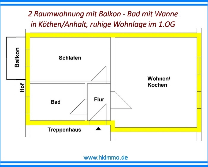 Schicke 2 - Raumwohnung mit Balkon in Köthen 2 zimmer