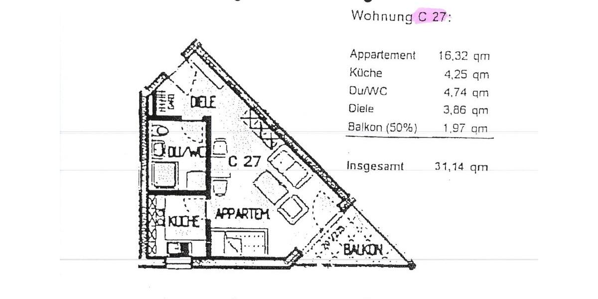 Etagenwohnung Dresden Blasewitz - 1 Zimmer, 32 m&sup2;, 98.500&euro; | Angebot:26694122