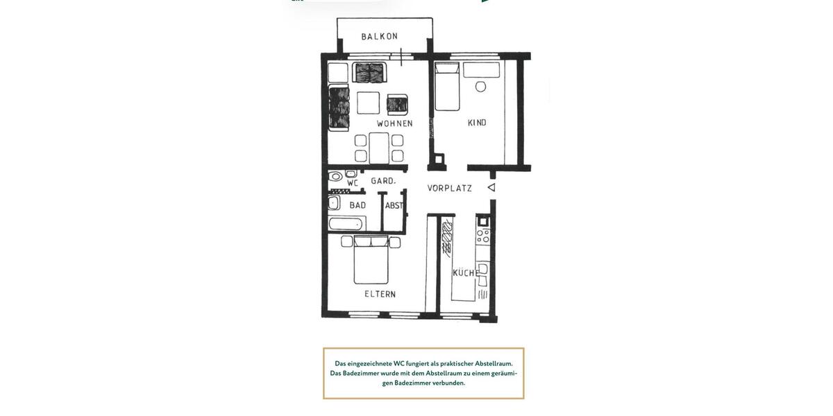 Etagenwohnung Schweinfurt Gartenstadt - 3 Zimmer, 75 m&sup2;, 760&euro; | Angebot:26694035