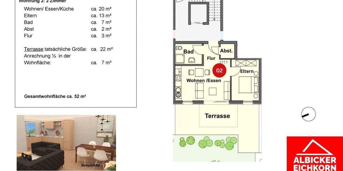 Etagenwohnung Lauchringen Unterlauchringen - 2 Zimmer, 52 m&sup2;, 267.000&euro; | Angebot:25696621