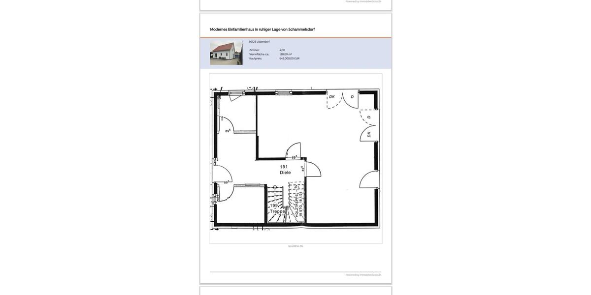 Einfamilienhaus Litzendorf - 4 Zimmer, 120 m&sup2;, 569.000&euro; | Angebot:25441119