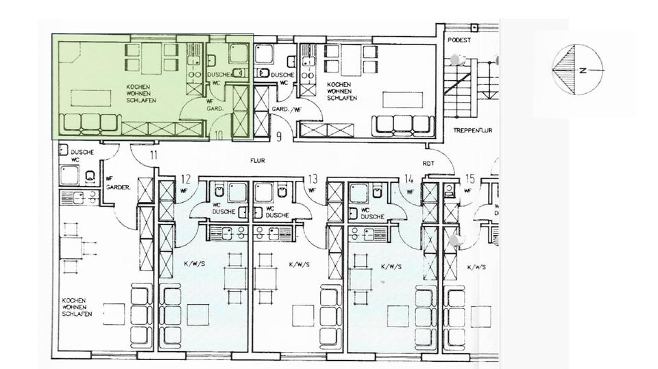 Etagenwohnung Kassel - 1 Zimmer, 23 m&sup2;, 74.000&euro; | Angebot:27121606