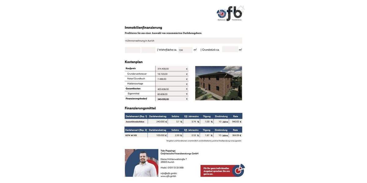 Etagenwohnung Aurich Extum - 4 Zimmer, 104 m&sup2;, 374.400&euro; | Angebot:25727209