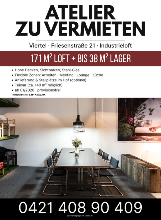 Atelier E im Viertel: 171 m² Loft – teilbar, ab 012026 zimmer