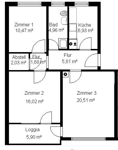 Etagenwohnung Eckernförde - 3 Zimmer, 70 m&sup2;, 770&euro; | Angebot:26364278
