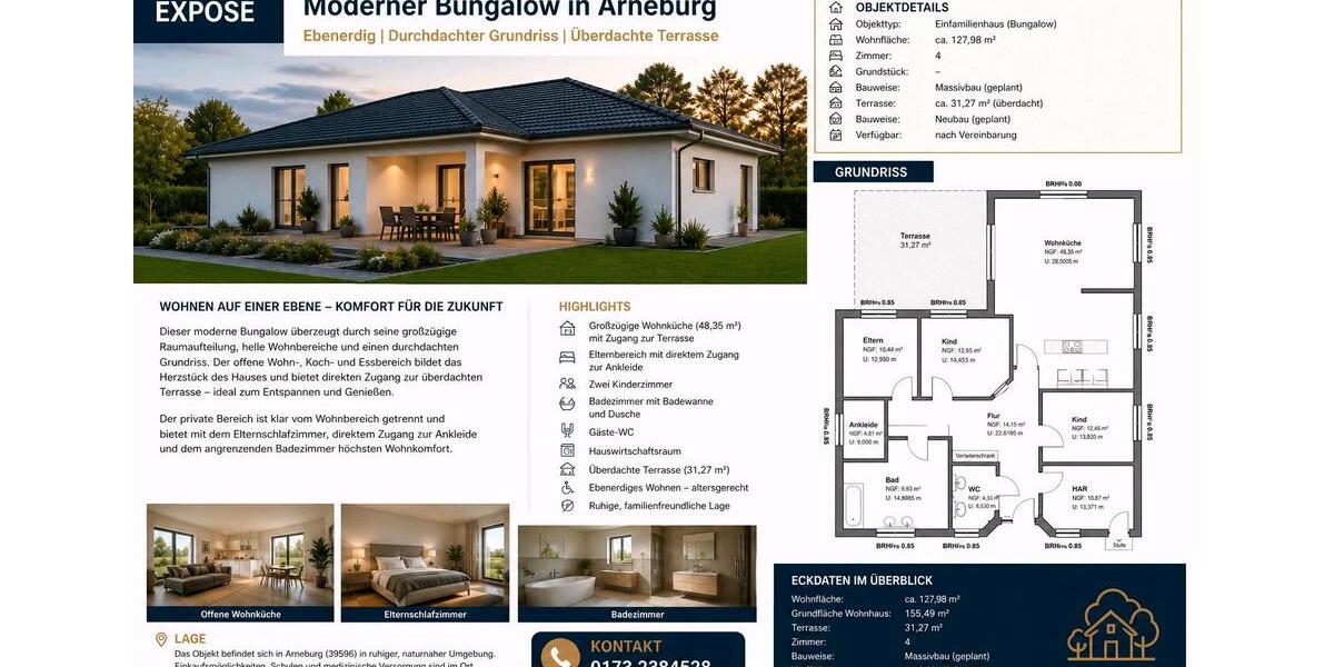 Bungalow Stendal - 4 Zimmer, 128 m&sup2;, 369.400&euro; | Angebot:26422248