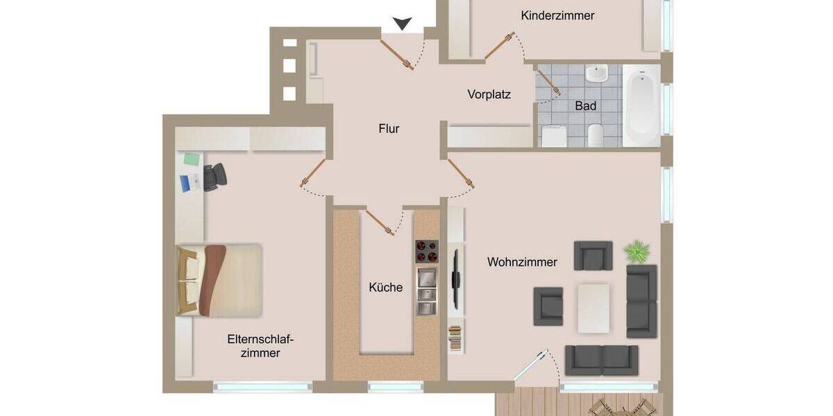 Etagenwohnung Krumbach - 3 Zimmer, 75 m&sup2;, 170.000&euro; | Angebot:26555384