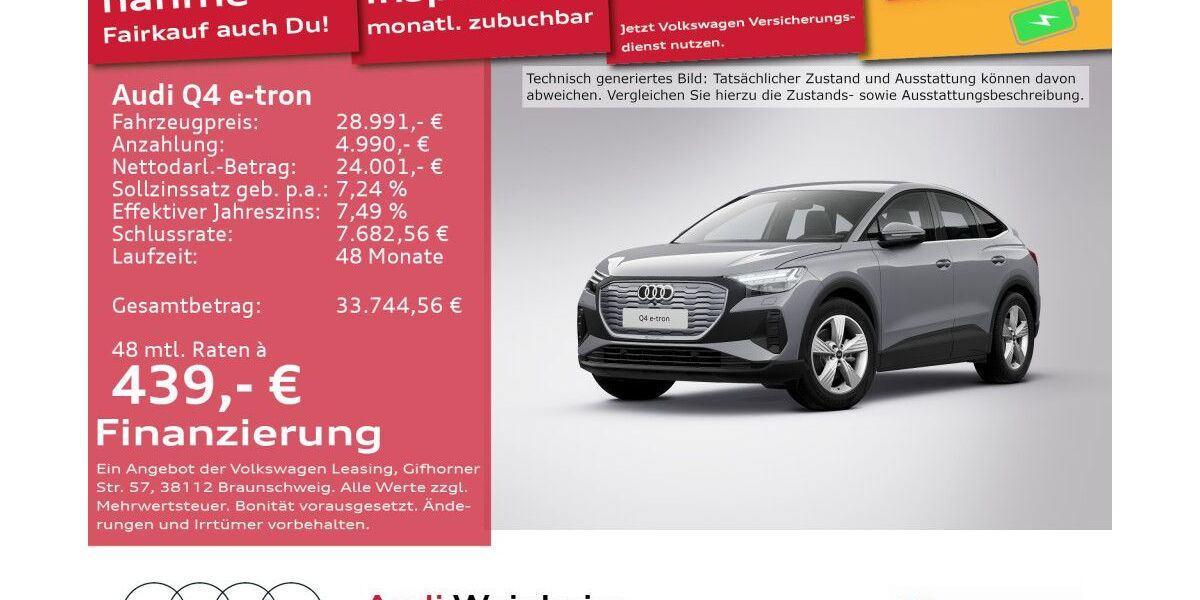 Audi Q4 e-tron 47.746 km 28.991 &euro; Weinheim 69469