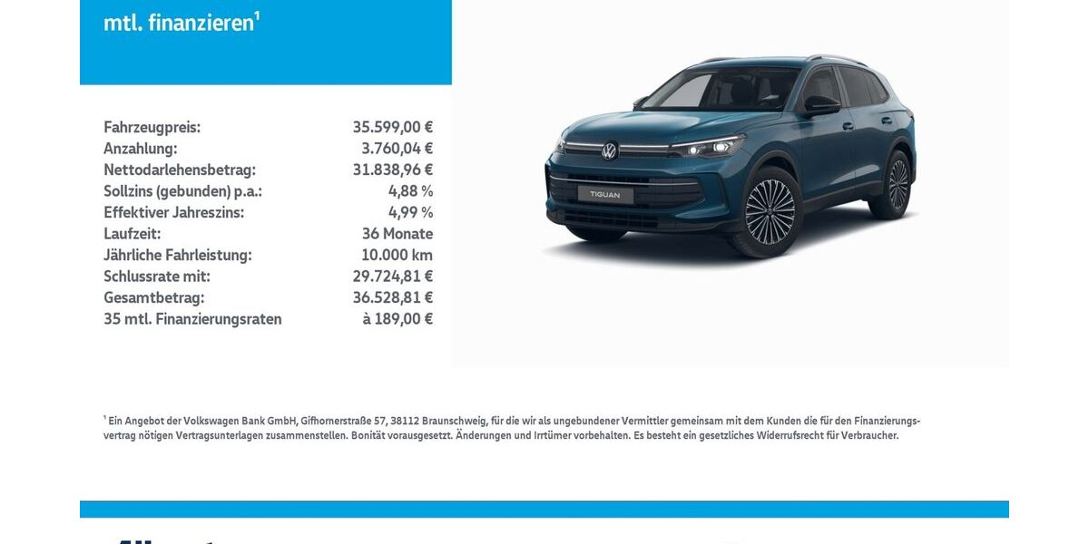 VW Tiguan 5.126 km 35.599 &euro; Nordhausen 99734