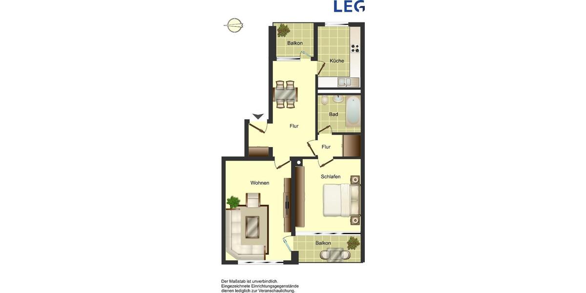 Etagenwohnung Ratingen Tiefenbroich - 2 Zimmer, 65 m&sup2;, 739&euro; | Angebot:26721205