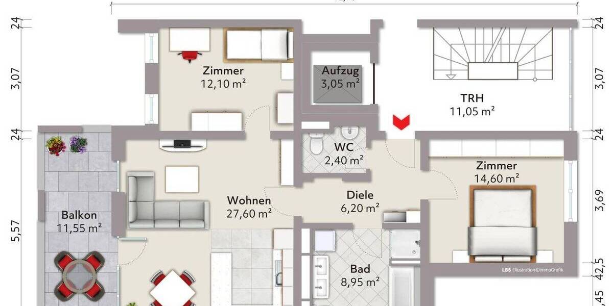 Etagenwohnung Engen - 3 Zimmer, 77 m&sup2;, 369.000&euro; | Angebot:26824947