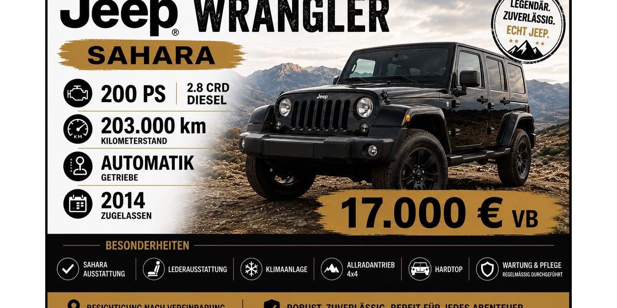 Jeep Wrangler 203.000 km 17.000 &euro; Heidelberg 69118