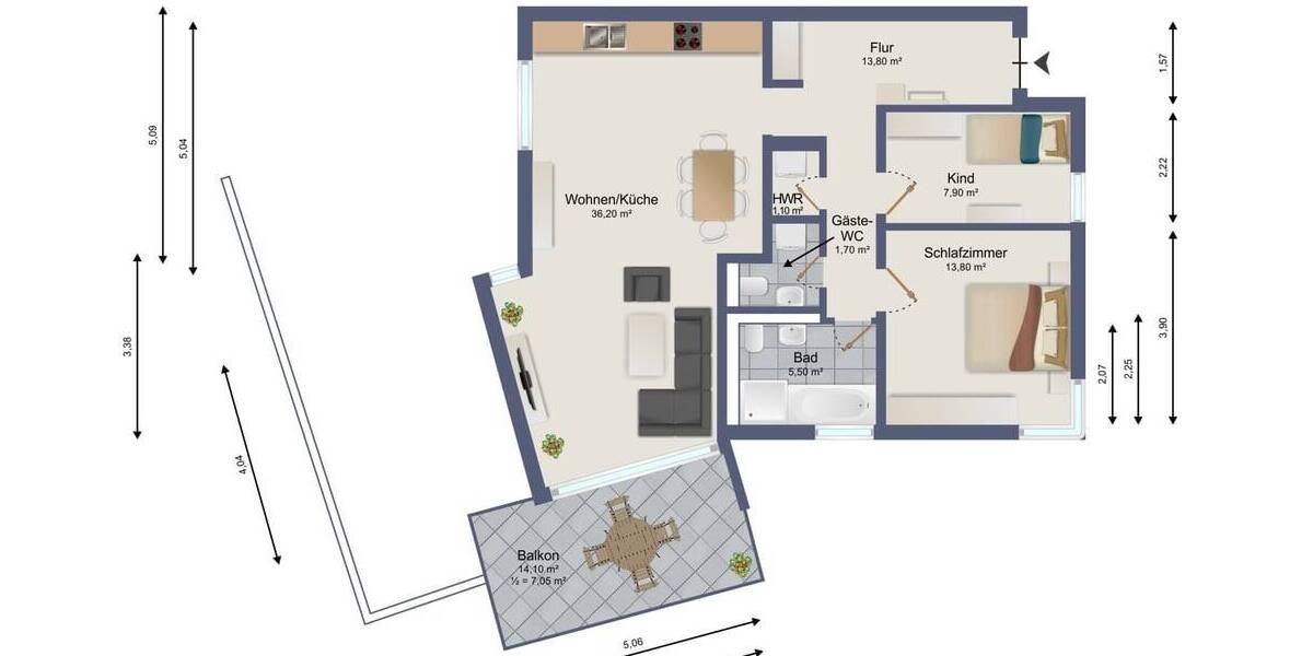 Etagenwohnung Münster-Sarmsheim Sarmsheim - 3 Zimmer, 87 m&sup2;, 328.000&euro; | Angebot:25753818